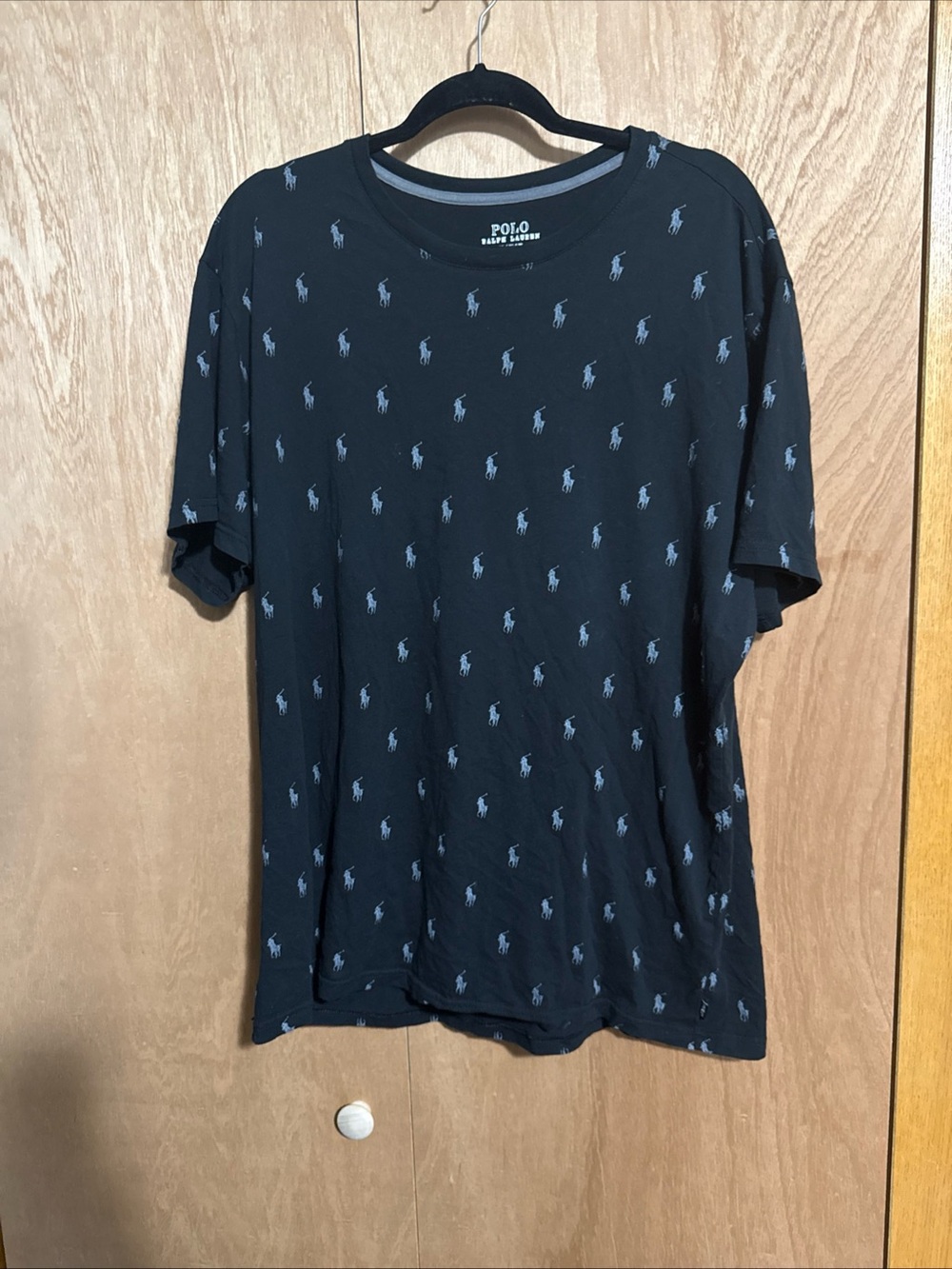 Polo by Ralph Lauren Black Tee with All-Over Small Logo Print